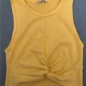 Zara Yellow Twist Front Tank Top